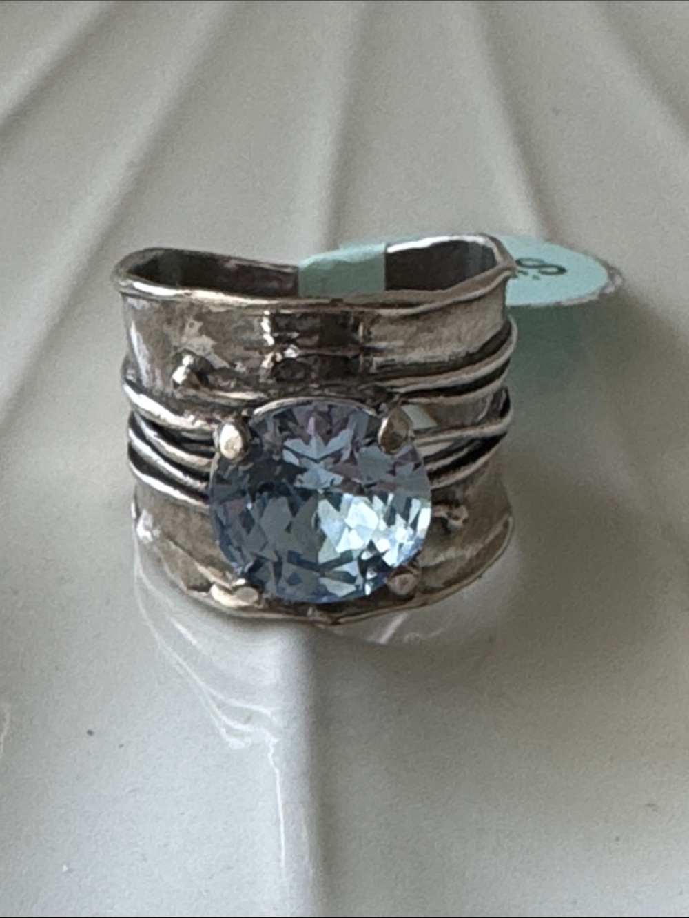 Noa Zuman Sterling Silver Ring Blue Stone Sz.7